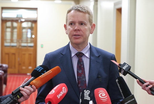 Labour leader Chris Hipkins during his caucus media standup at Parliament, Wellington, 15 July, 2025. NZ Herald photograph by Mark Mitchell