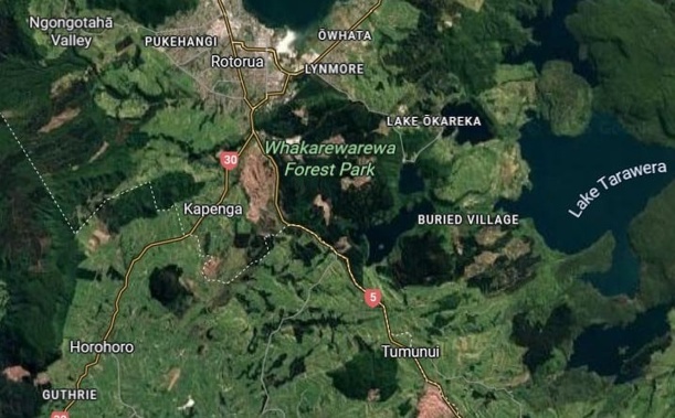 State Highway 5 south of Rotorua is closed after a fatal petrol tanker crash. Photo / Google Maps
