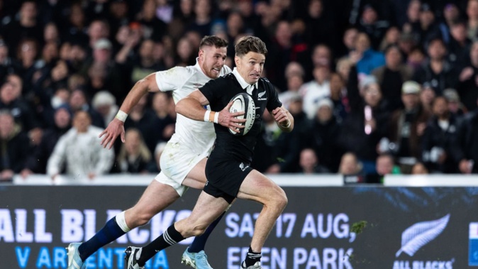 All Black Beauden Barrett during the second test win over England at Eden Park. Photo / Photosport