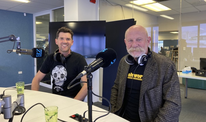 Former Wellington Mayor Justin Lester and Broadcaster Mark Sainsbury. Image / Newstalk ZB