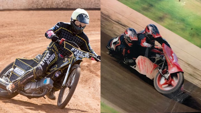 Ryan Terry-Daley and Nick Edmonds. Photo / Rosebank Speedway