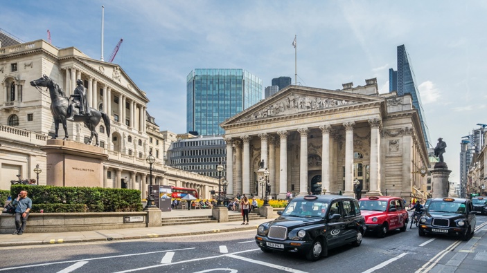 Bank of England and Royal Exchange in London. (Photo / Getty)