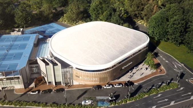 A rendering of the proposed redevelopment of Manuka Doctor Arena, with canopy roof.