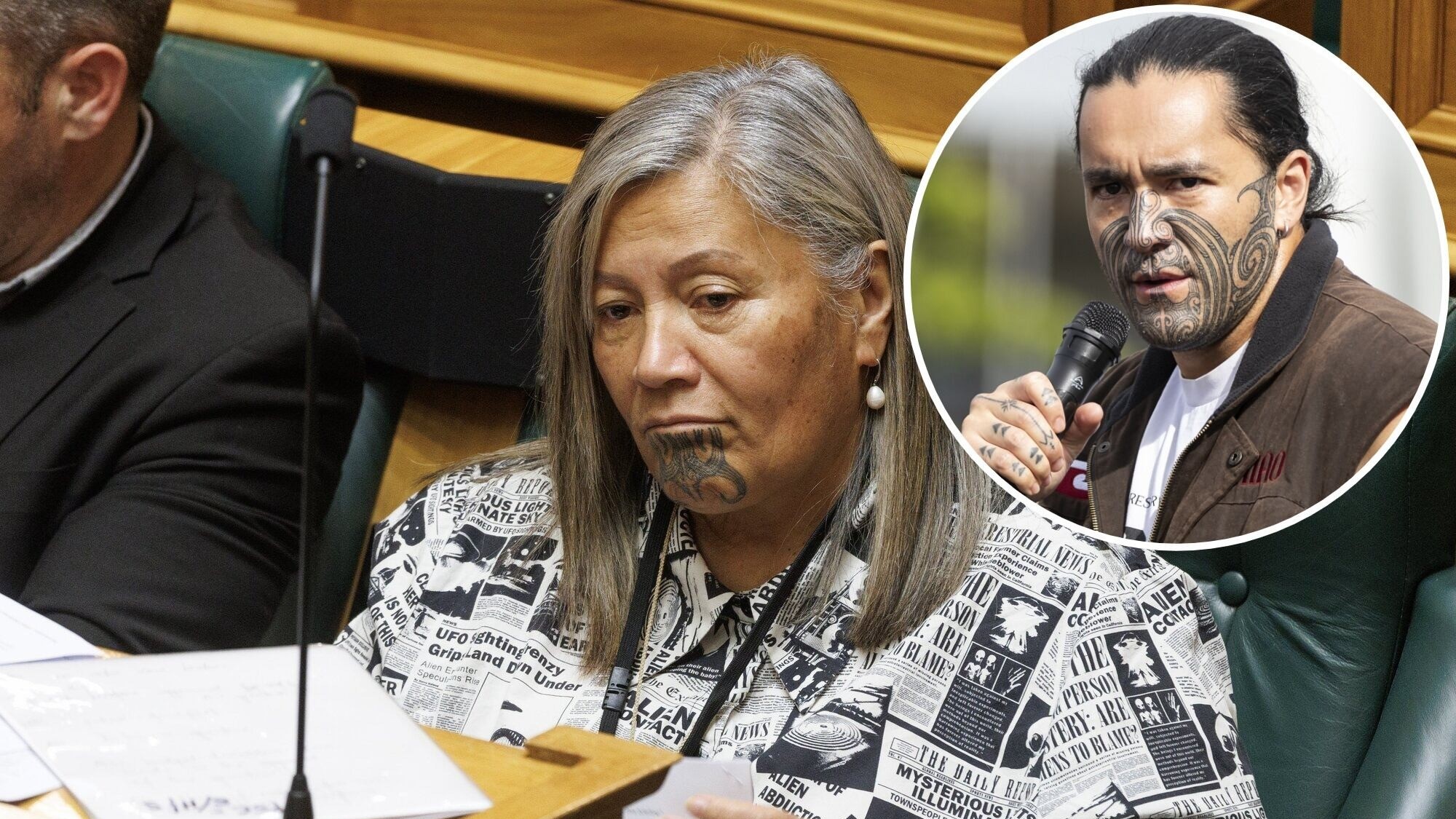 Te Pāti Māori MP Mariameno Kapa-Kingi and son Eru (inset). Image - Mark Mitchell