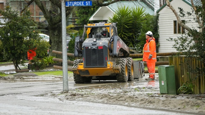 The clean-up in Wairoa after the Wairoa River overflowed into the lower part of town. Photo / Paul Taylor