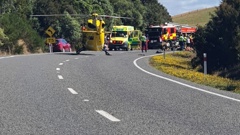 Emergency services at the scene of the serious crash on SH5 in Rangitaiki.
