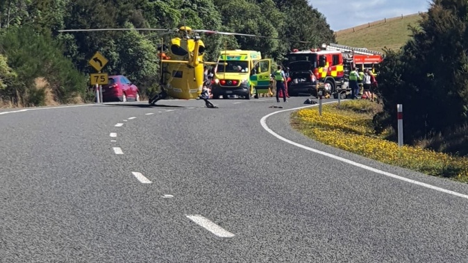 Emergency services at the scene of the serious crash on SH5 in Rangitaiki.