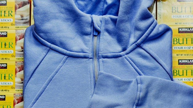 The Danskin women’s half-zip hoodie from Costco is widely believed to be a duplicate of a popular Lululemon sweatshirt with a price that's about six times as high. Photo / the Washington Post