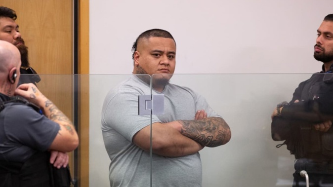 Sione Tupou appears in the Auckland District Court on July 18 charged with the murder of Texas Jack Doctor in Mt Wellington. Photo / Sylvie Whinray
