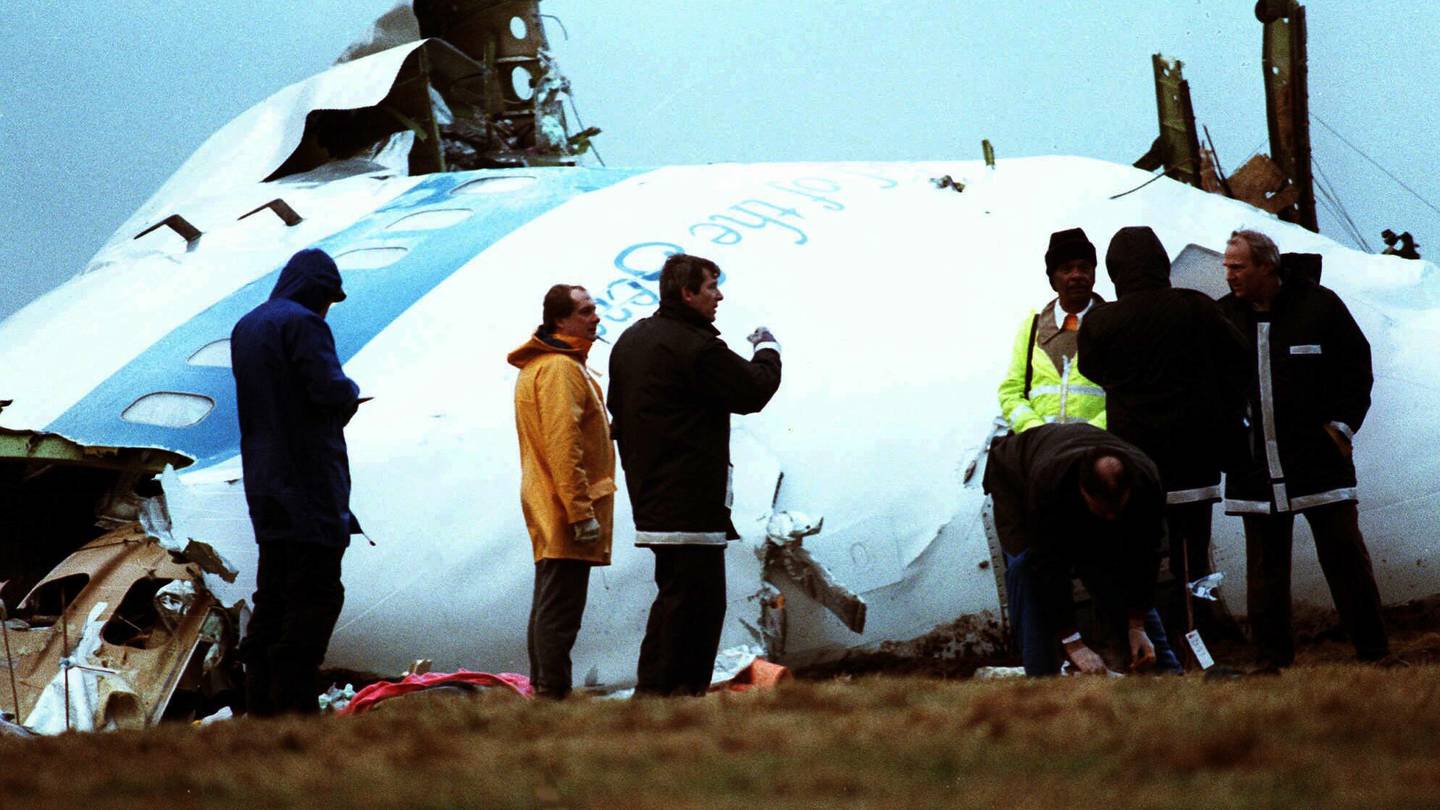 Crash investigators at the site of the crashed Pan Am flight 103, in a field near Lockerbie, Scotland. Photo / AP