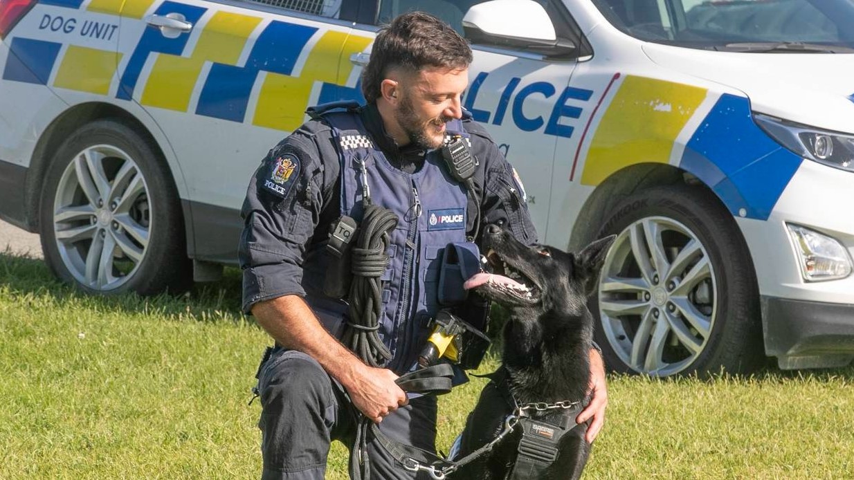 Constable Cole Devenport and Lacey. Photo / Warren Buckland