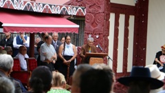 Kiingi Tuuheitia addresses the hui. Photo / RNZ / Ella Stewart