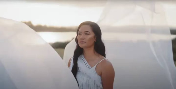 Hana-Rāwhiti Maipi-Clarke wears Māori designer Kiri Nathan in the music video for Stan Walker's "Mō Āke Tonu".