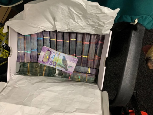 Cash seized in Operation Trojan Shield. Photo / NZ Police