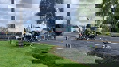 The crash between a car and an ambulance on State Highway 1 near Cambridge killed the Audi driver and two St John staff were injured. Photo / Caitlan Johnston