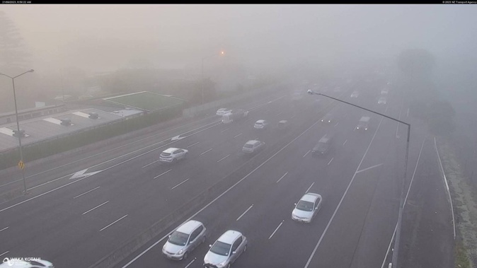 Low-lying fog is disrupting travel for morning commuters. Photo / Waka Kotahi.