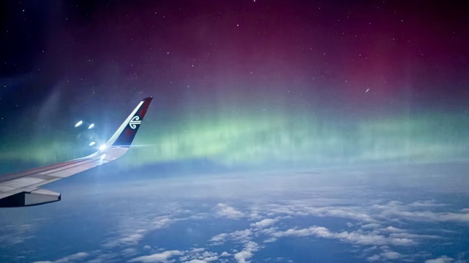 Rachel Kennedy captured the Aurora Australis during an Air New Zealand flight to Christchurch on Wednesday, September 17. Photo / Supplied