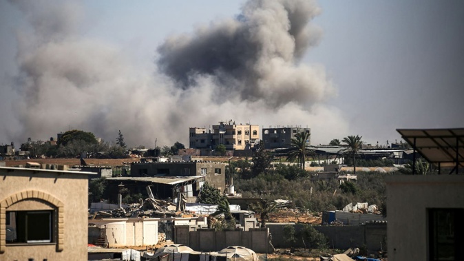Smoke plumes rise from Israeli bombardment in Bureij in the central Gaza Strip on July 13, 2025. Photo / Eyad Baba, AFP