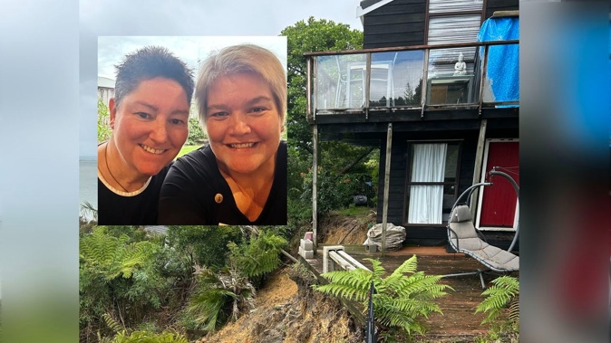Torrential downpours sent a landslip crashing into the Hillsborough property on January 27. Photos / Supplied