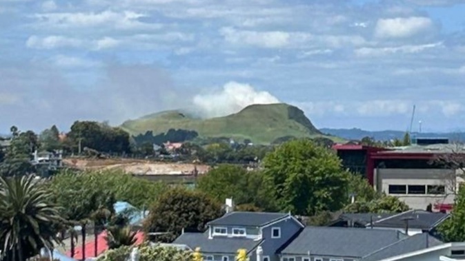 A helicopter is understood to have been called to help with the fire at Mt Wellington Domain in Auckland this afternoon. Photo / Chase Nightingale