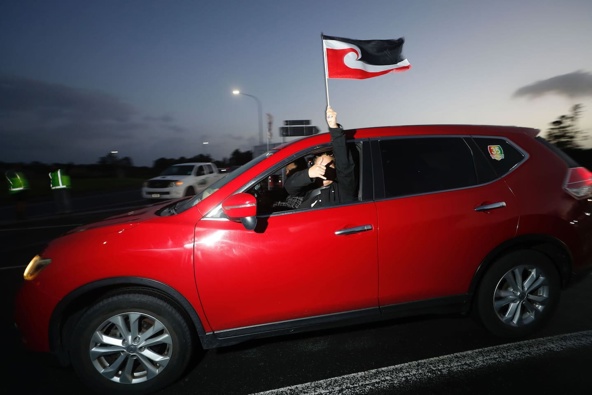 The Hīkoi mō te Tiriti started at Cape Rēinga this morning. Photo / Dean Purcell