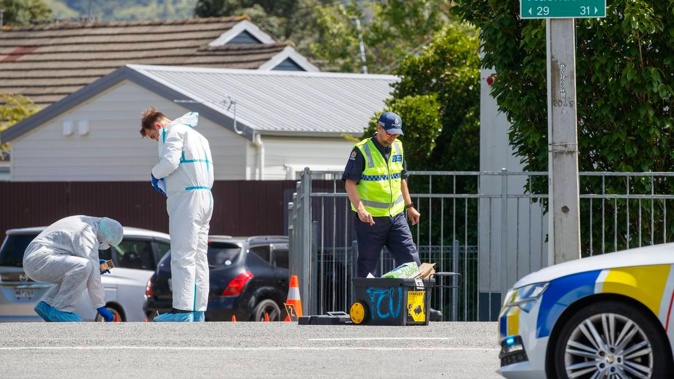Police investigate the scene of a fatal, suspected hit and run on Naenae Rd, Lower Hutt. 16.11.23. Photo / Mark Mitchell