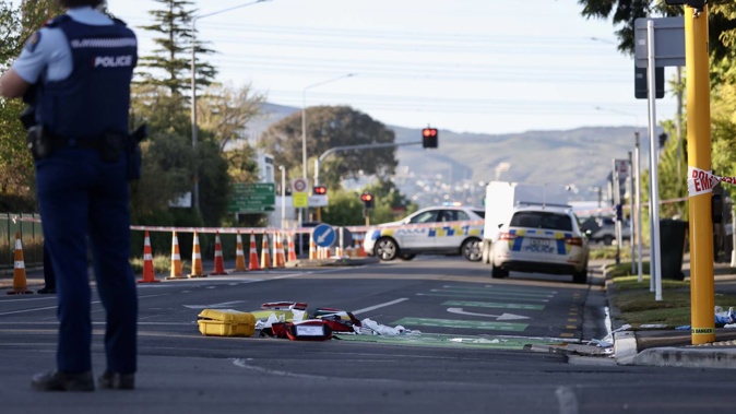 Police at scene of unexplained death on Matipo St, Riccarton. Photo / George Heard