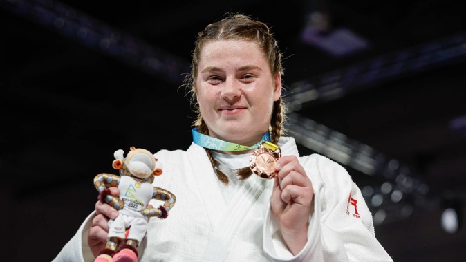 Sydnee Andrews took home a bronze medal in judo's women's +78kg division in Birmingham. Photo / Photosport