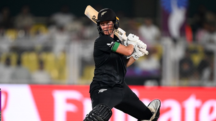 Sophie Devine of New Zealand bats during the ICC Women's Cricket World Cup India 2025 match between New Zealand and Bangladesh at Barsapara Cricket Stadium on October 10, 2025 in Guwahati, India. (Photo by Matt Roberts-ICC/ICC via Getty Images)