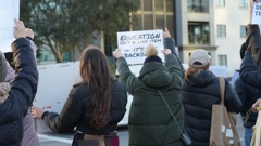 Teachers strike outside of Westlake Girls High School. Photo / Alyse Wright