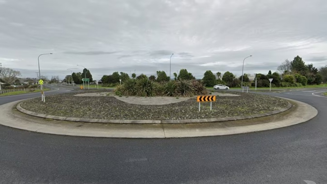 A truck has rolled, partially blocking the roundabout at State Highway 26/27 in Tatuanui, Matamata-Piako District.