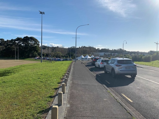 The Albany centre at North Harbour stadium - where a woman last week waited 11 hours only to be turned away - is very quiet with waits expected to be under two hours. (Photo / NZ Herald)