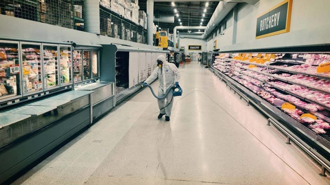 Pak'nSave Mt Albert undergoes a deep clean on Tuesday night after being named as a location of interest. (Photo / Facebook)