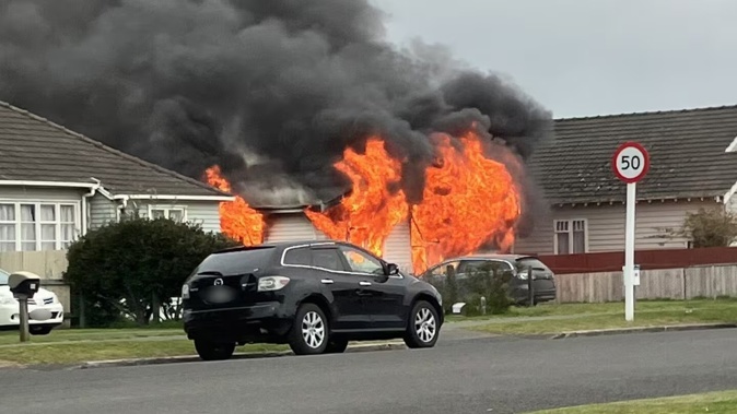 The front rooms of a house in Anzac St near the Roebuck Rd corner had flames flaring out of the windows when firefighters arrived to tackle the blaze this morning.