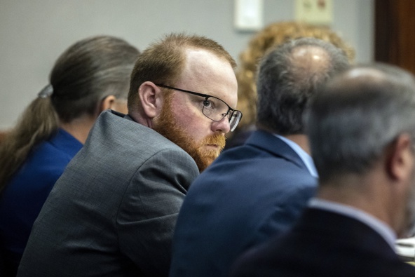 Travis McMichael listens to testimony in the Ahmaud Arbery killing trial. (Photo / AP)