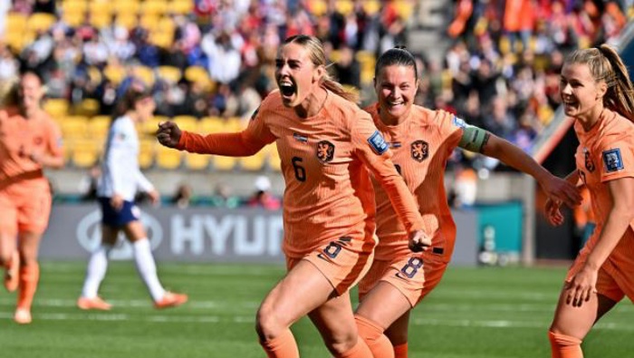 Jill Roord of the Netherlands celebrates after scoring against the United States. Photo / Photosport