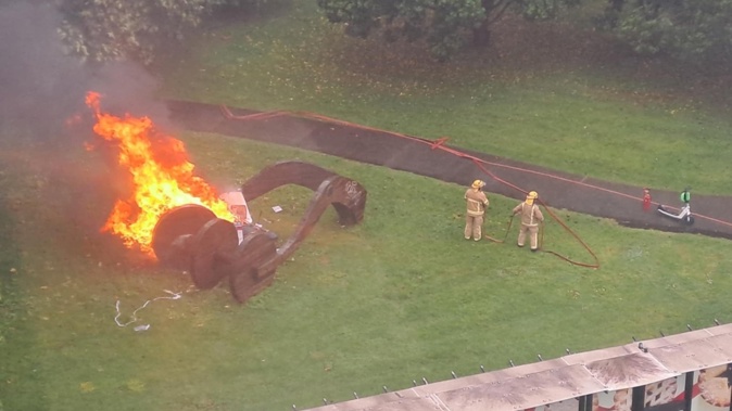 "Homage to Will" by Fred Loopstra in Victoria Park has gone up in flames.