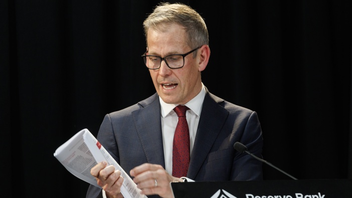 Acting Reserve Bank Governor Christian Hawkesby during his OCR press conference in Wellington. Photo / Mark Mitchell