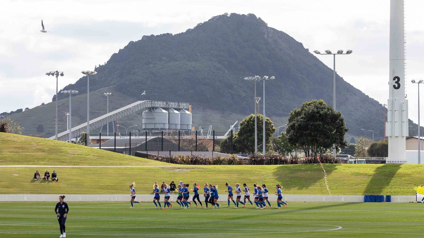 The Netherlands football team at a training session at the Bay Oval earlier this week. The Bay of Plenty Times Photo / Alex Cairns