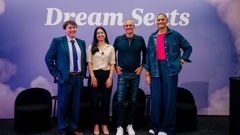 Tom Sainsbury, Simran Kaur, Josh Emett and Dame Valerie Adams are ambassadors for Air New Zealand's Dream Seats. Photo / Air NZ