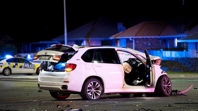 Two people were taken to Auckland City Hospital after the collision in New Windsor. Photo / Hayden Woodward