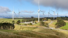 Mercury's Turitea South wind farm near Palmerston North.