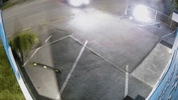 Watch: Suspected drunk driver ploughs at high speed into security building