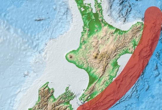 The Hikurangi Subduction Zone - where the Pacific Plate dives or subducts westward beneath the North Island - poses New Zealand's largest geological threat. Image / GeoNet