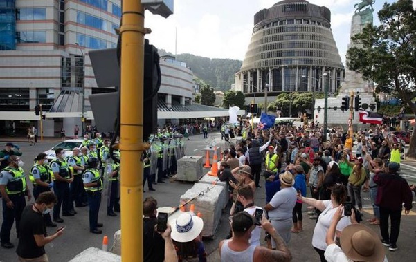 The protest on 22 February 2022. Photo / RNZ