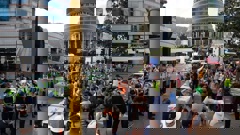 The protest on 22 February 2022. Photo / RNZ