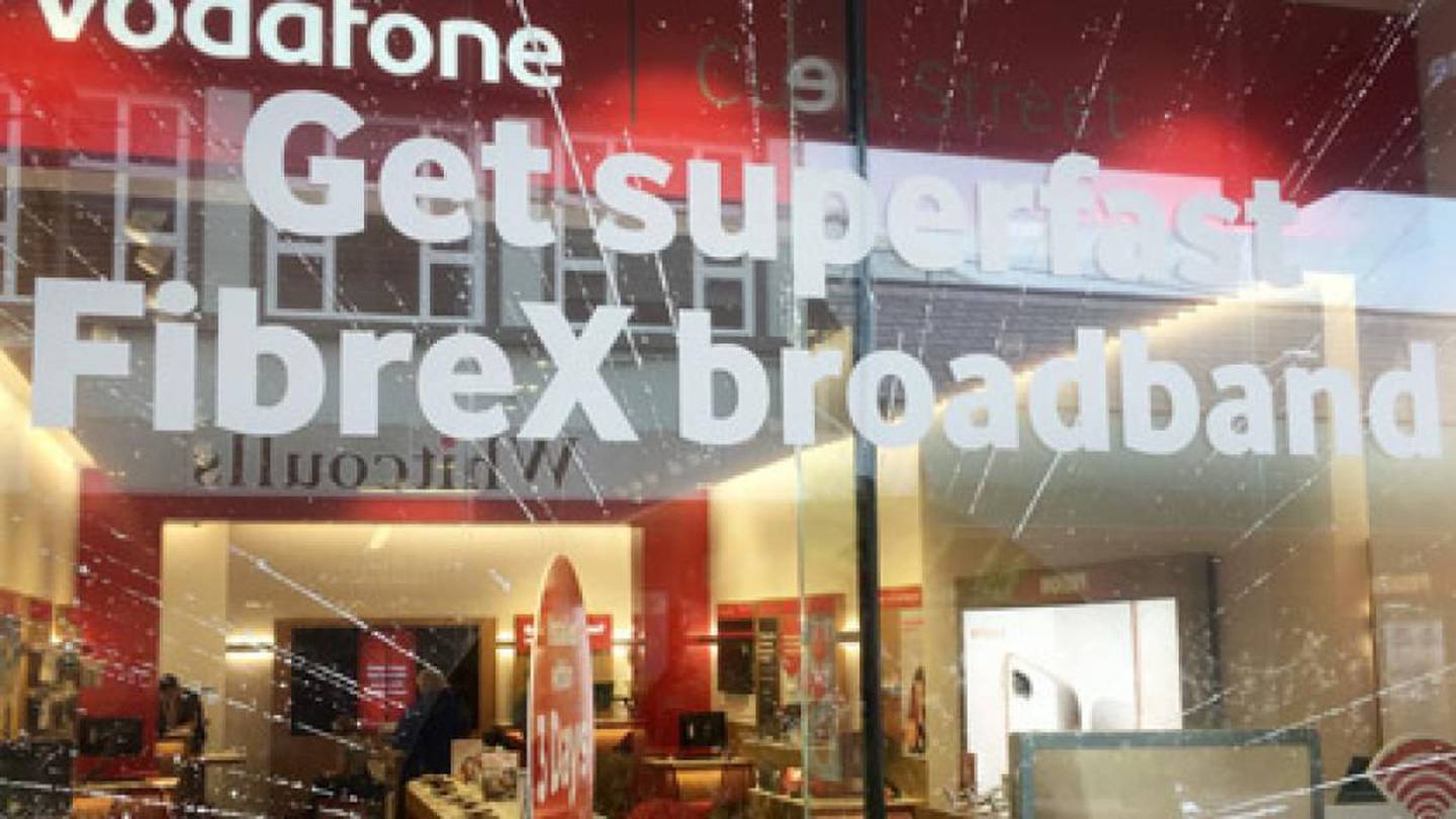 Fibre X promoted at a Vodafone store in the Wellington CBD in October 2017. Photo / Chris Keall