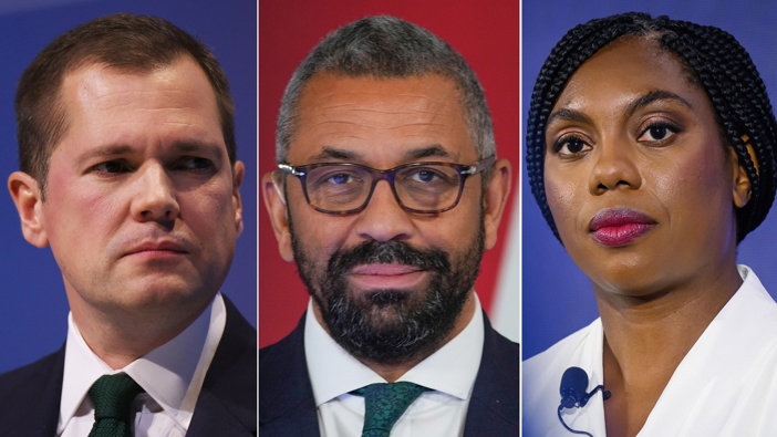 Robert Jenrick, James Cleverly, Kemi Badenoch are the remaining candidates in the Tory Leadership race. (Photo by Dan Kitwood, Christopher Furlong, Leon Neal/Getty Images)