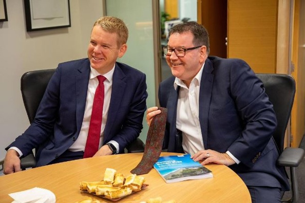 Chris Hipkins and Grant Robertson on Budget Day. Photo / Instagram, @chrishipkinsmp