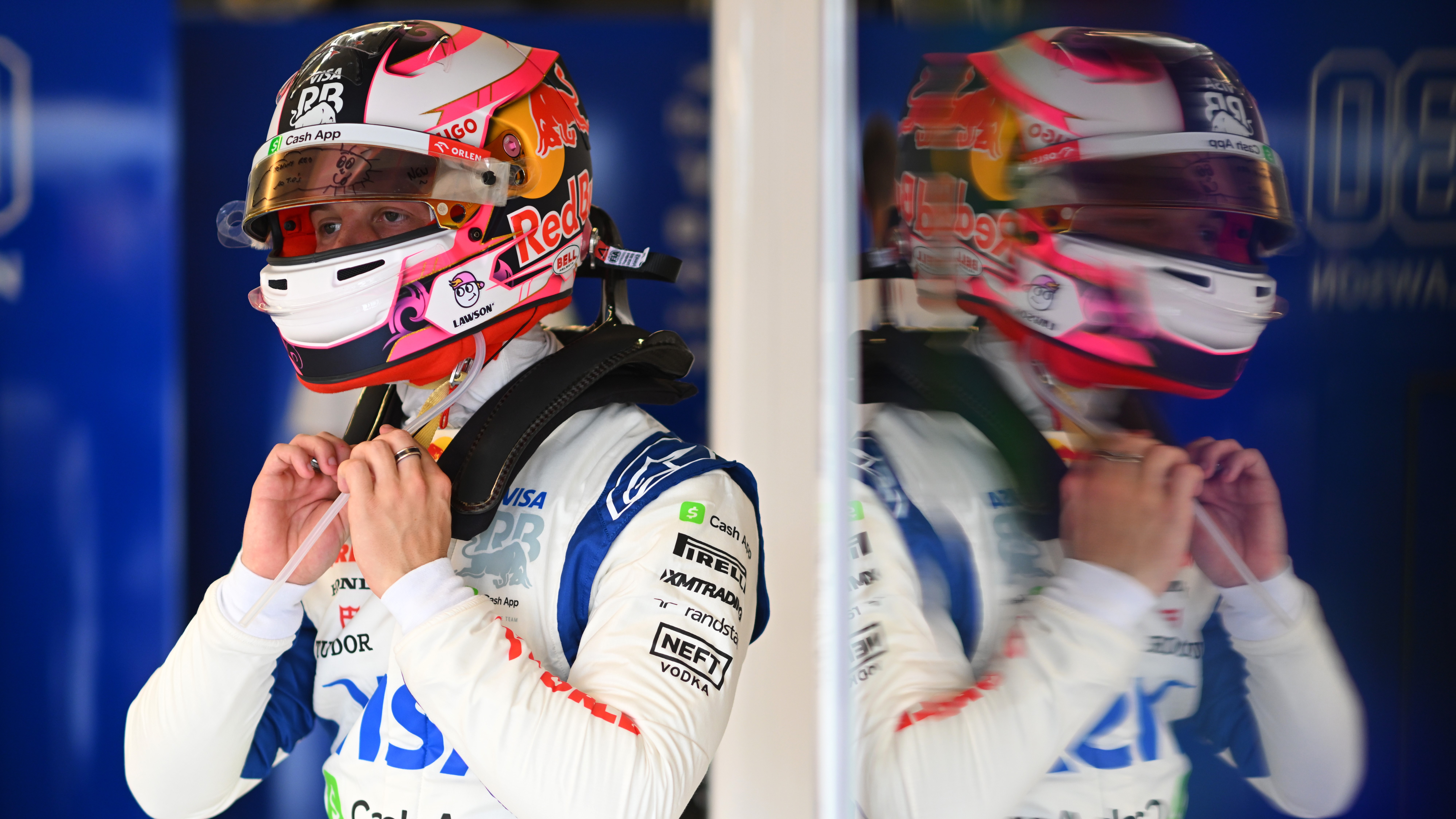  Liam Lawson of New Zealand and Visa Cash App RB prepares for a seat fitting in the garage during previews ahead of the F1 Grand Prix of United States at Circuit of The Americas on October 17, 2024 in Austin, Texas. (Photo by Rudy Carezzevoli/Getty Images)